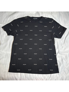 Men's True Religion Black All-Over Logo Short Sleeve Tee XL